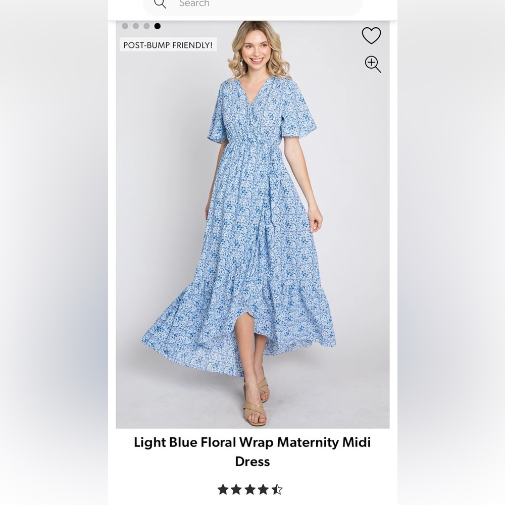 MATERNITY AND POST PARTUM WRAP DRESS BLUE FLORAL PRINT V BACK AND TRUE WRAP - Picture 5 of 15